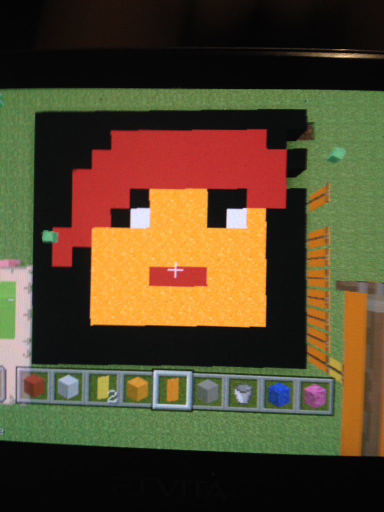 The most beautiful detailed rendition of my guitarist, A, in my #Minecraft world 😆♥️😆 #PSVita #Backstage #shenanigans