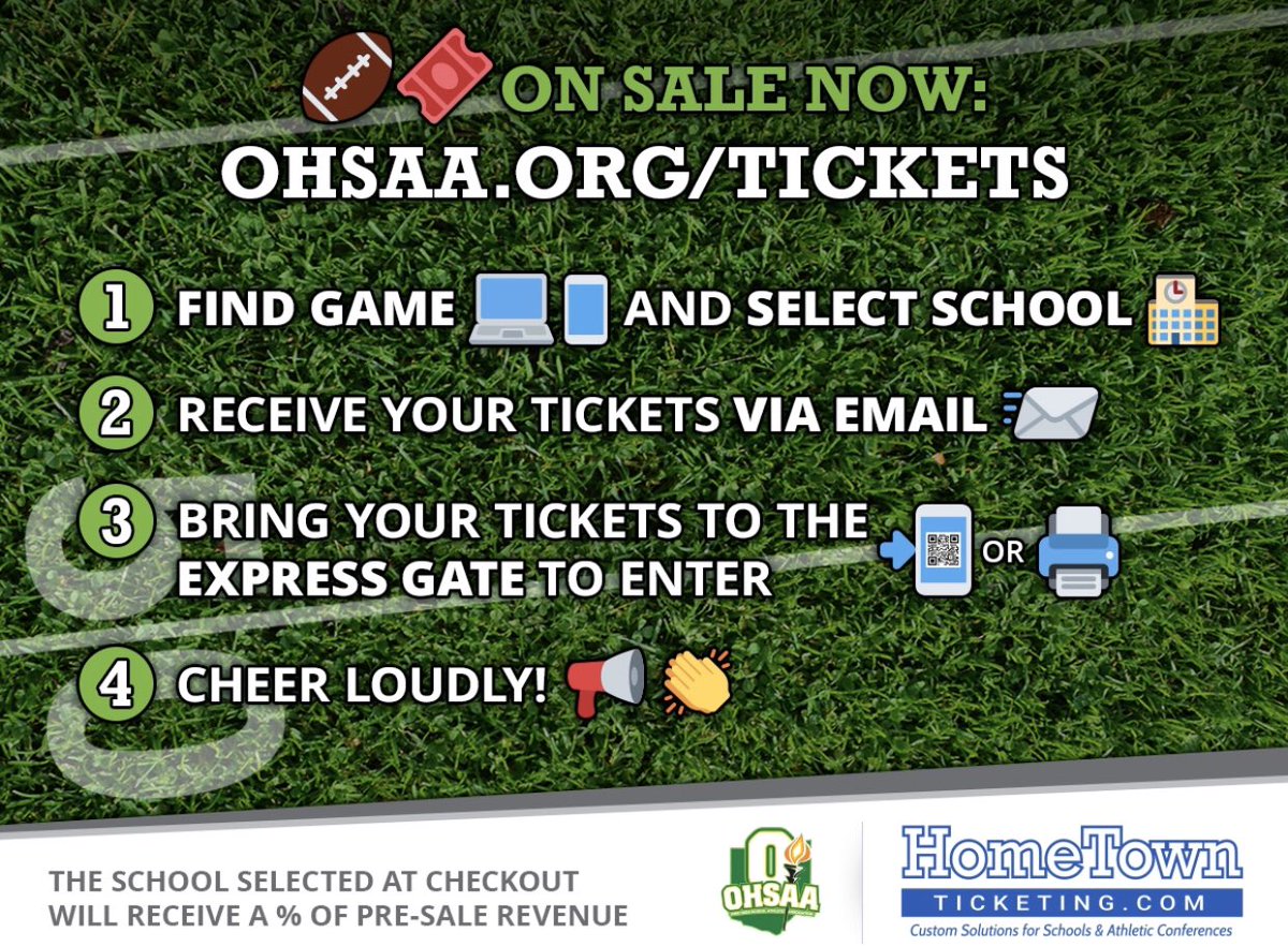 The Indians are set to take on the Buccs this Friday at Piqua Alexander Stadium! Bypass the ticket line by getting your presale tickets. 

Tickets are available Wed-Fri in the HS office or if you can’t make it to the school, you can get them online at ohsaa.org/tickets