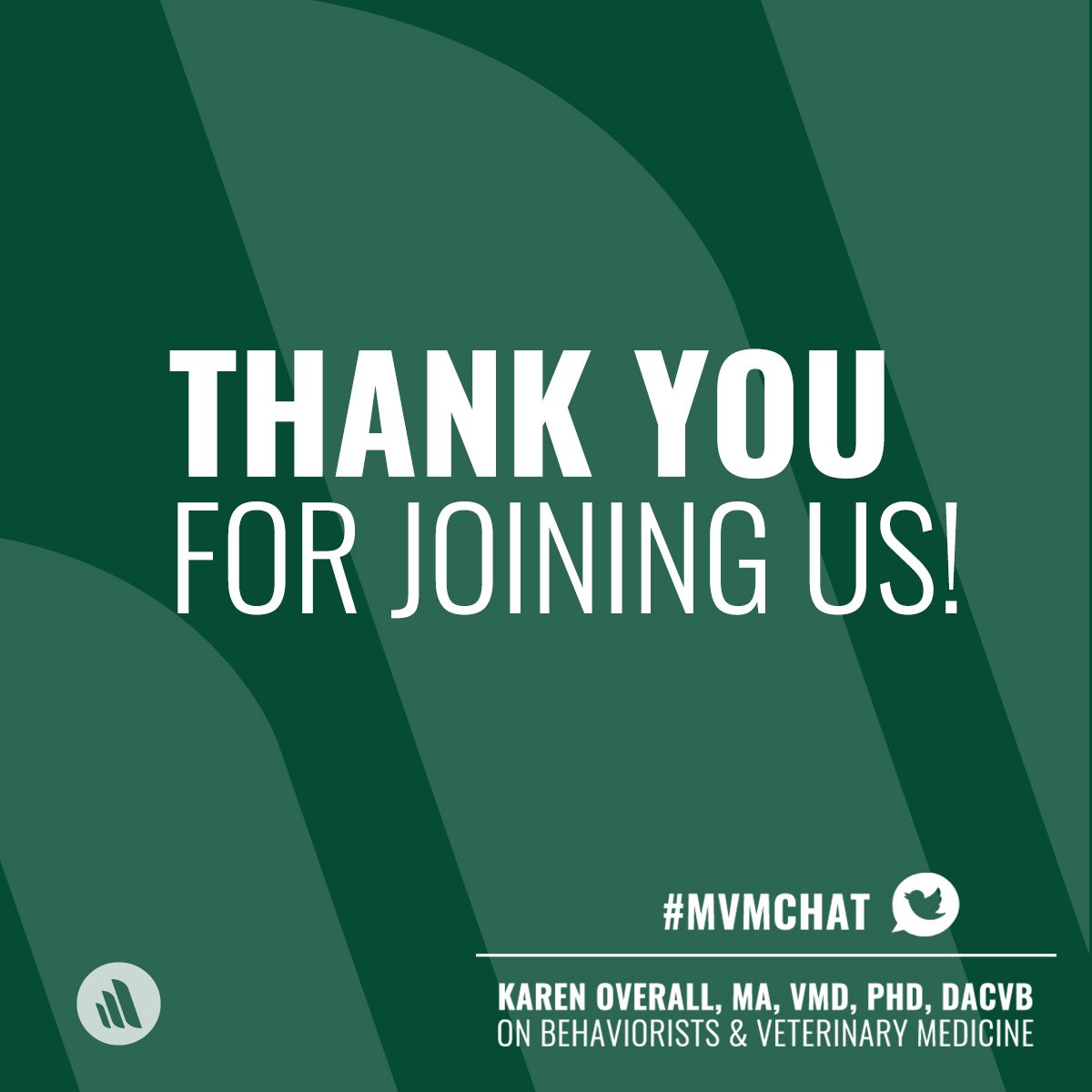 MerckVetManual's tweet photo. We’re out of time, but please keep the conversation going!
Thank you to everyone who joined our first-ever #MVMchat! Special thanks to @DrKarenOverall for being our guest host and providing such insightful answers and pearls. https://t.co/HBEXBohPBC