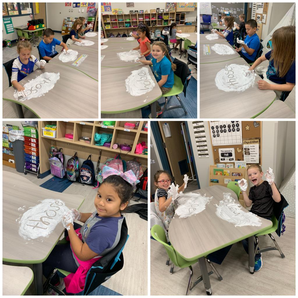 Shaving cream spelling with Mrs. Fowler!