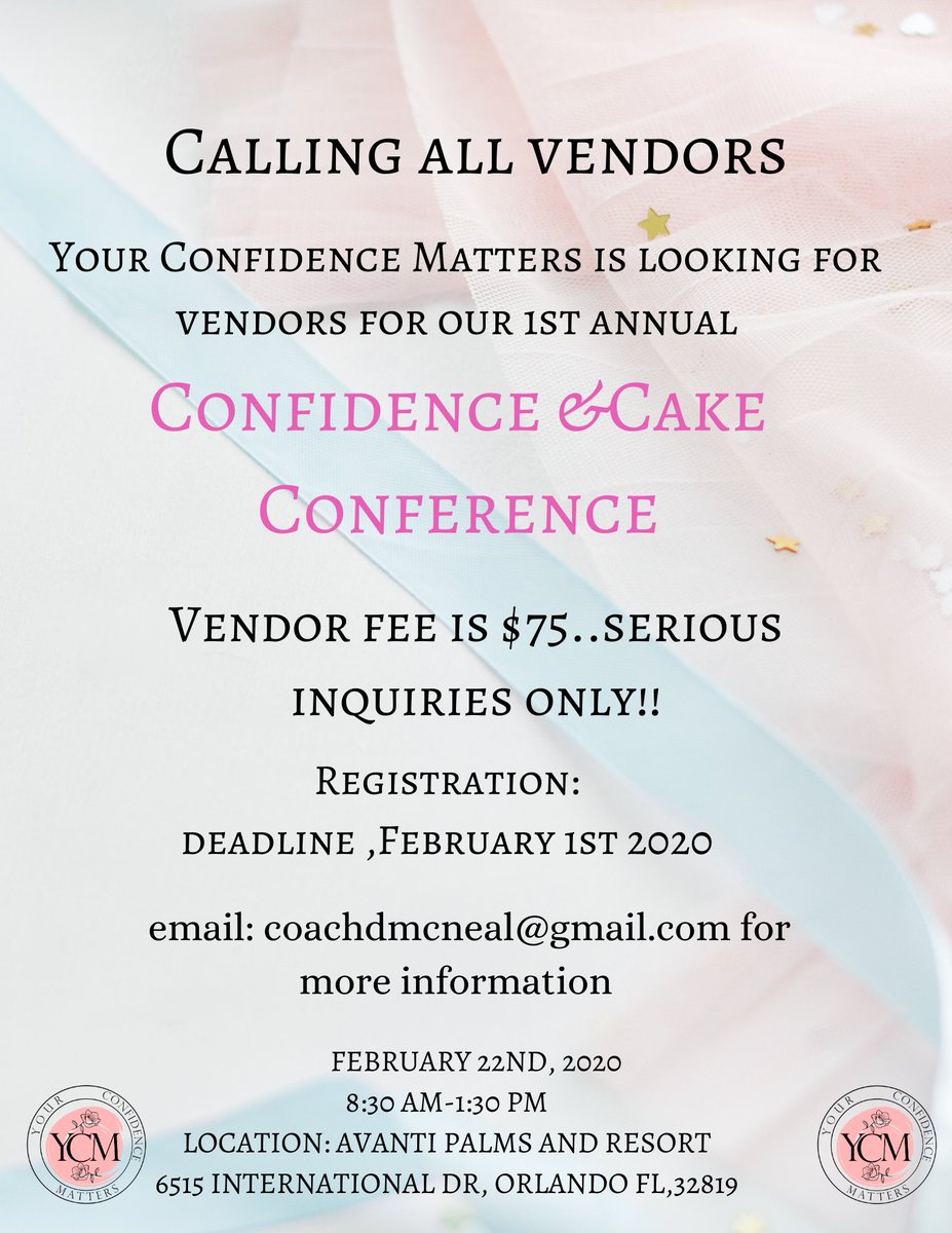 MsHeaven32's tweet photo. Confidence &amp; Cake Conference is happening in 2020 and we need vendors 🙋🏽‍♀️ all info below https://t.co/cjqjTlwUSc