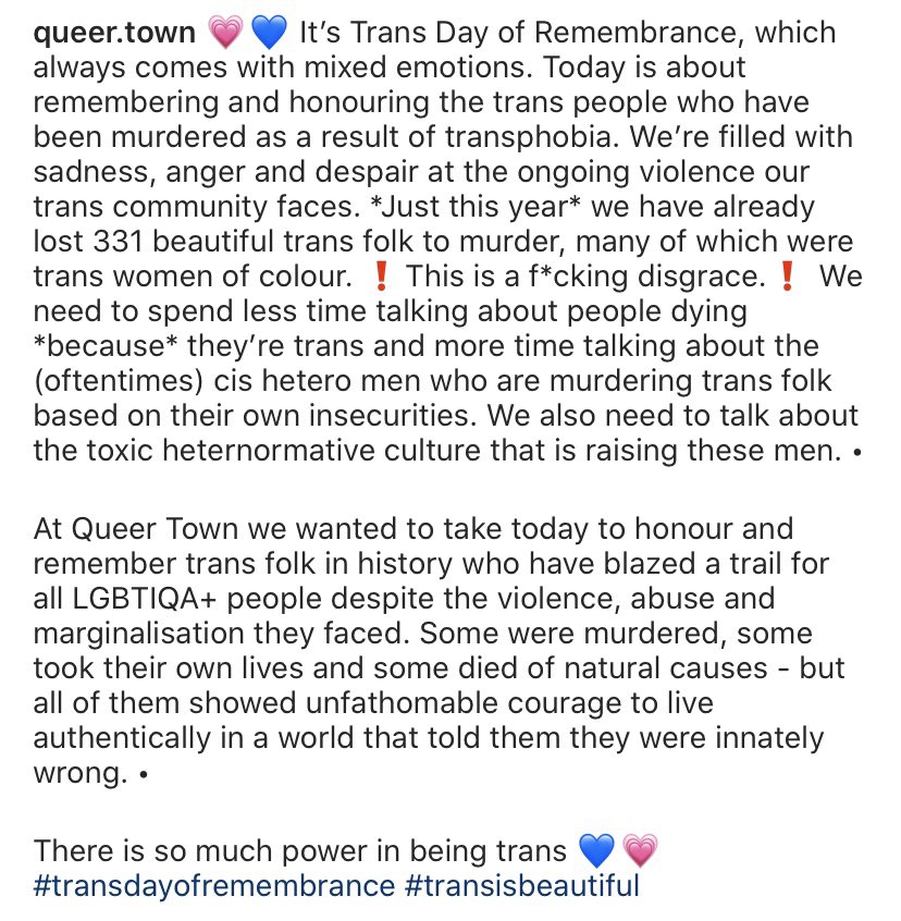 queertown_'s tweet image. Today is Trans Day of Remembrance - a time to honour trans folk murdered through transphobia. There have been *331* of these murders in 2019 alone. In light of TDoR, take a moment to acknowledge the faces &amp;amp; names of these trailblazers who shaped our community through history 💗💙