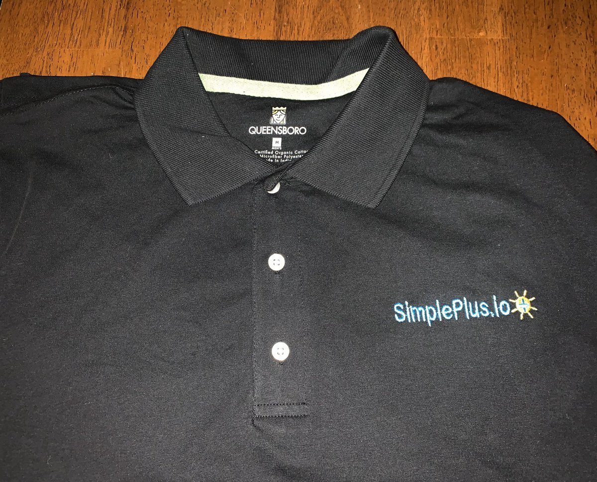 SimplePlusLLC's tweet image. Our SimplePlus polos have arrived! Feeling very blessed and humbled to be part of a great team! Thanks to Queensboro for the embroidery of our logo. Reminds me of the monogramming work my grandmother did all her life! -Kevin Cope