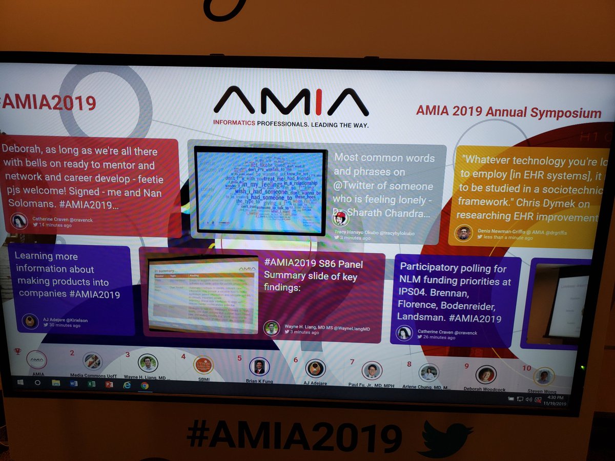 The Get Social screen at #AMIA2019  Awed by the Top 10