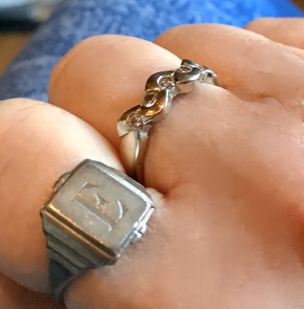 mjanem08's tweet photo. While husband is cleaning his closet he finds this old ring that he had as a child.  He gave it to me and now we are going steady. ❤️HAPPY LIFE https://t.co/s4EGfusDMz