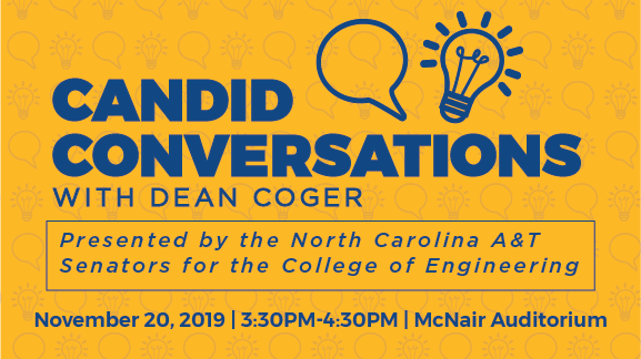 NCATEngineering's tweet image. TOMORROW: 
• Shape Your College!
• Make a Difference! 
• Share Your Experiences!

Candid Conversations with College of Engineering Dean Coger
3:30 PM-4:30PM | McNair Auditorium

#AggieEngineering