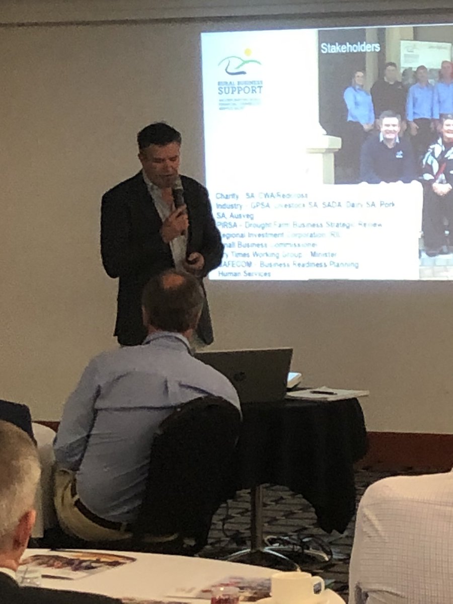 Brett Smith <a href="/RuralBiz/">RuralBusinessSupport</a> CEO explaining how RBS supports ag via rural financial counsellors and linkages with other organisations.