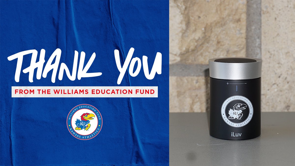 KUDevelopment's tweet photo. Let’s keep the good times rolling! 🙌

This Williams Education Fund Bluetooth speaker goes to Bryce and Jana Abbott!

Thank you for all you do! https://t.co/gKfFVMMxDK
