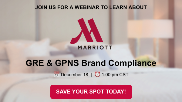 SONIFIsolutions's tweet photo. [WEBINAR]  In our 12/18 webinar we will be covering Enhanced GRE, GPNS brand compliance and what they mean to Marriott properties. Join us!

https://t.co/NxfcLzOOzF https://t.co/JTTaAk9Pdd