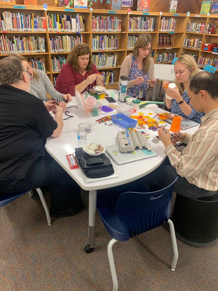 MVPrincipal's tweet photo. Mountain View staff practice creativity and collaboration at our staff meeting!  #inspire4 https://t.co/juhNbFxE8E