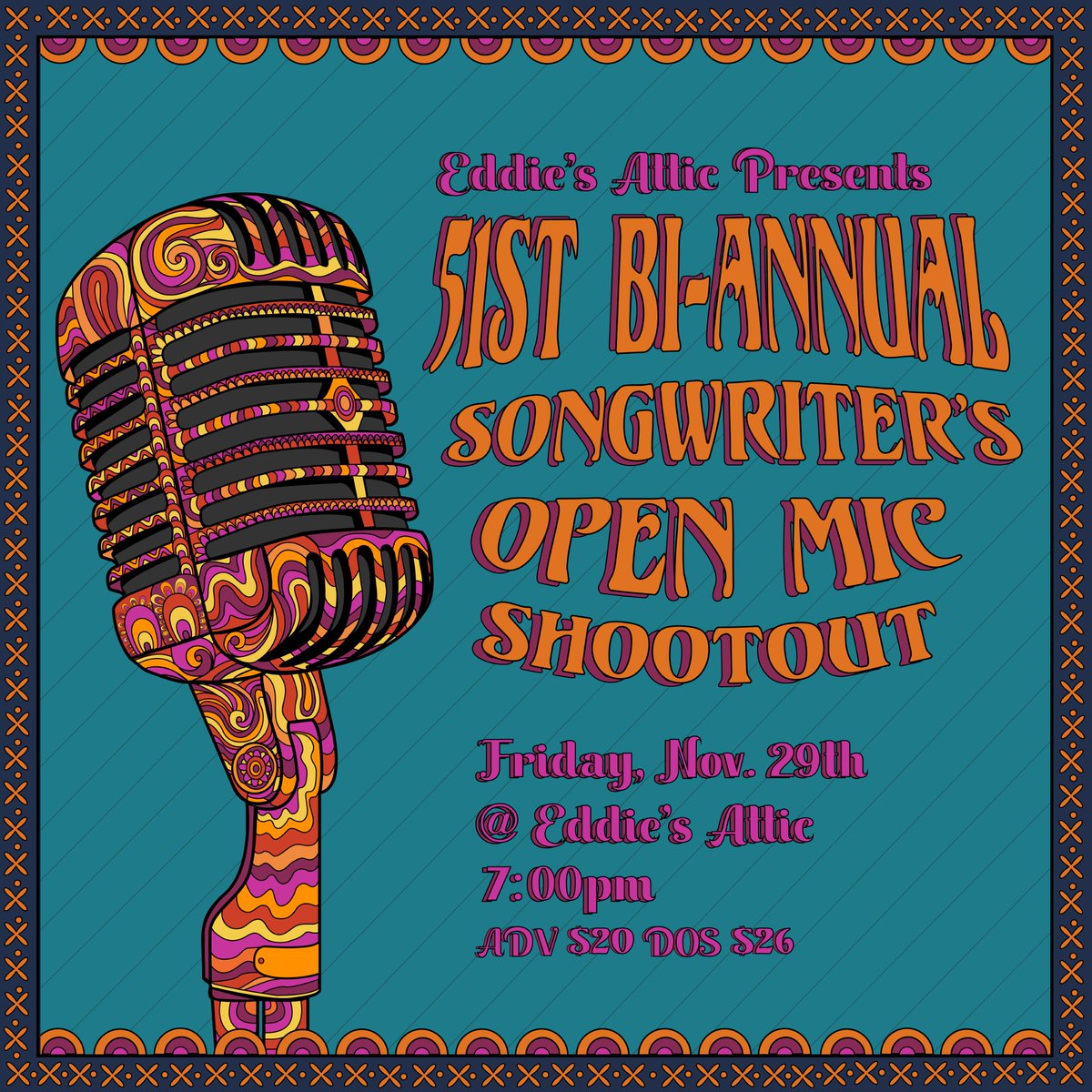 Get ready to hear some of your favs from our past Open Mics in the Open Mic Shootout next Friday(11/29) 🎸🎤 Featuring performances by Amanda Roark, Whyte Tygers, Ben Bostick , Kristian DeLayne and Admiral Radio! Can’t wait to see you all there!