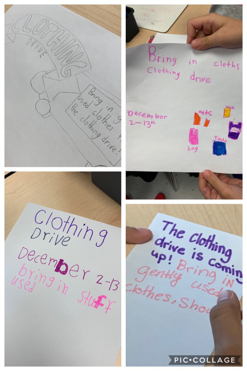 Eco Club planned our @bag2schoolna clothing drive by making posters and writing announcements.  Gently used clothing can be brought in December 2-13th @WhaleysCorners