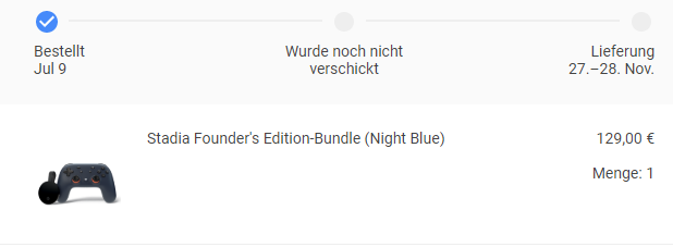TheHondo's tweet photo. @GoogleStadia 
Really? 27. - 28. November? Does that mean the codes will also come in two weeks? That would be pretty weak. https://t.co/JZB0c259Io