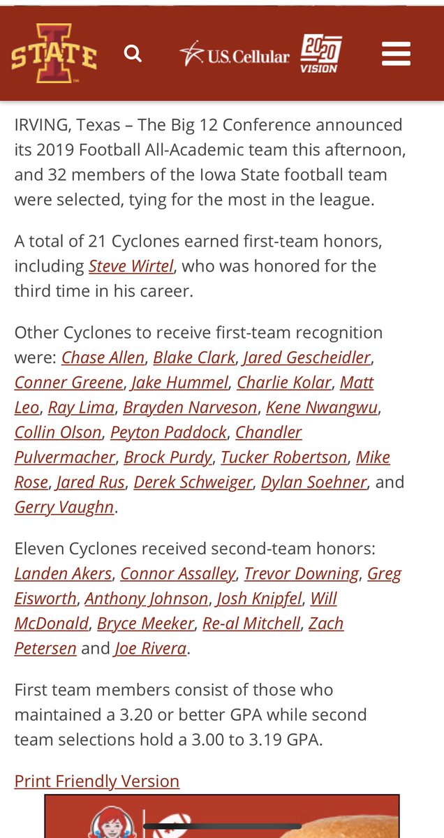 Congrats Trevor!!!!Cyclones Tie For Big 12-High 32 Academic Selections - Iowa State University Athletics cyclones.com/news/2019/11/1…