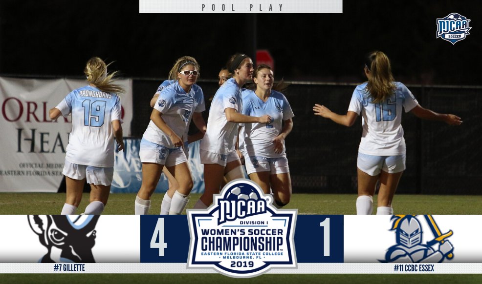NJCAA_Soccer's tweet photo. First one down ✅

Gillette is victorious in its first-ever national tournament game to set up a big clash with Eastern Florida State on Wednesday!

#NJCAASoccer https://t.co/bgqA81zBUu