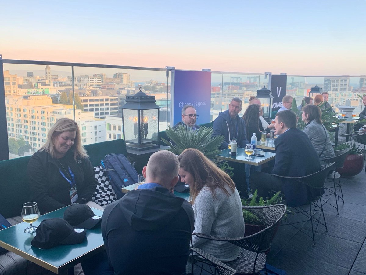 NewVoiceMedia's tweet photo. Reflecting on day one at #DF19 with breathtaking views at #Everdenesf Terrace @VirginHotelsSF Thanks for joining us! https://t.co/8vYBFMGzrP