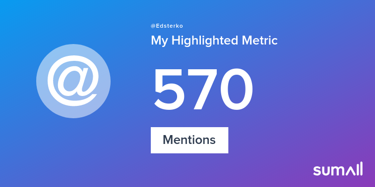 My week on Twitter 🎉: 570 Mentions. See yours with sumall.com/performancetwe…