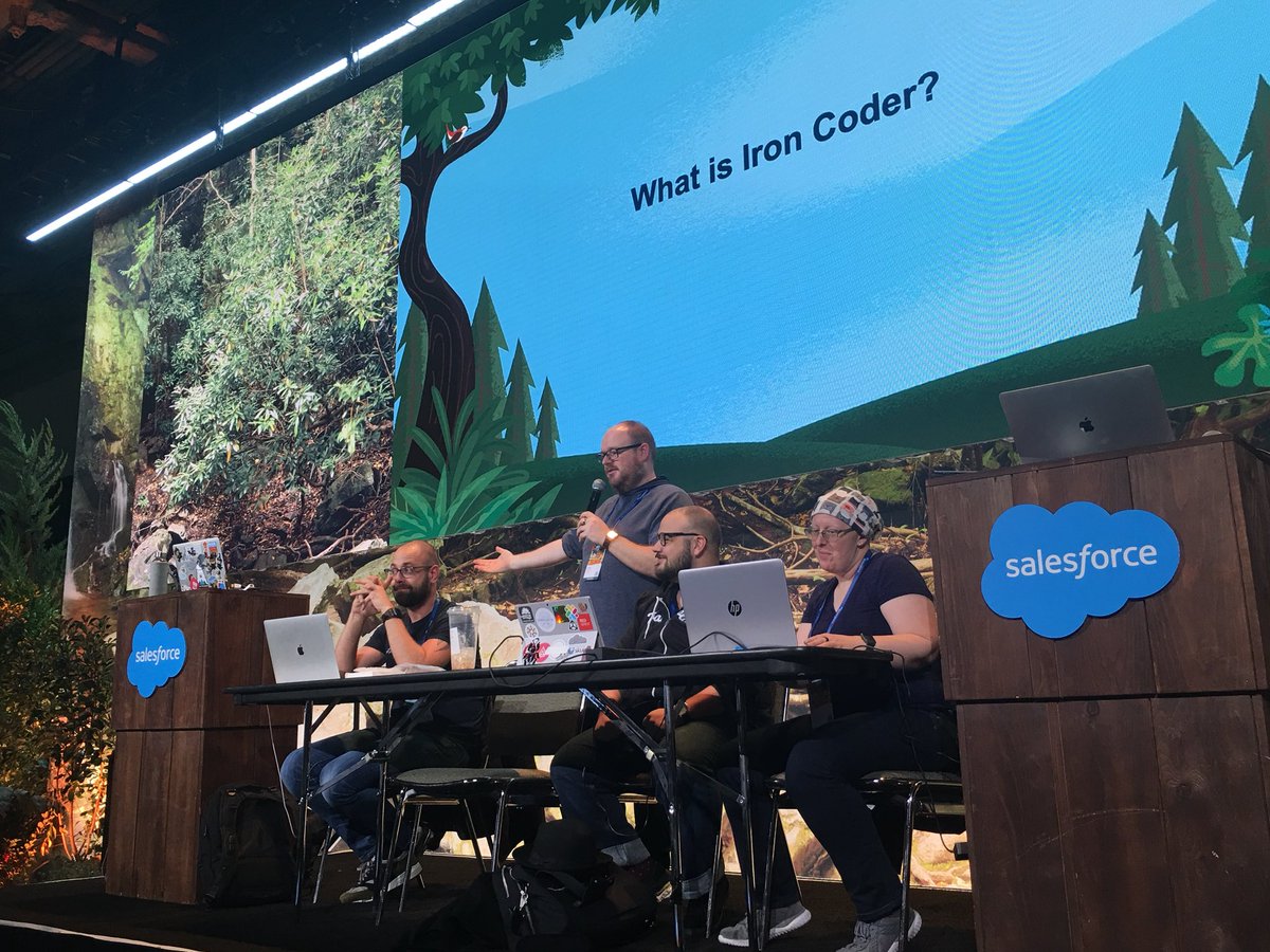 donrobins's tweet image. #IronCoder challenge begins at #DF19 in the #DeveloperTheatre with @codefriar