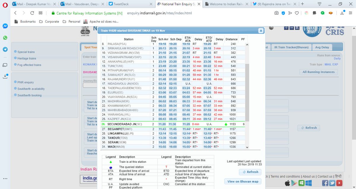 lavanyadeepak's tweet image. I don&apos;t see any diversions listed in #TrainTracking. The train seems to be currently in #Secunderabad