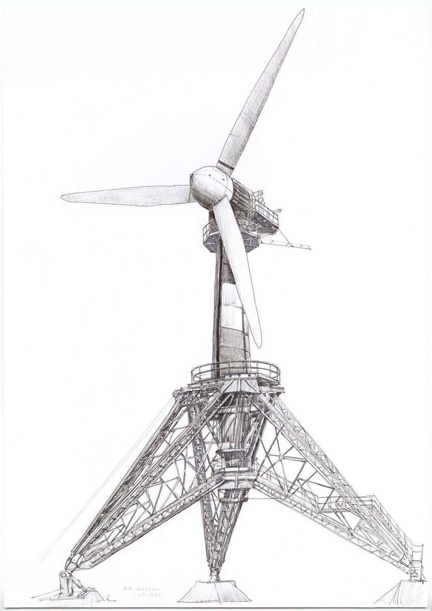 The EDF-funded 640‐kW Romani wind turbine. The turbine was located near Nogent Le Roi and began operation in March 1958. This represented France’s first significant contribution to wind power. Read more about it in Chapter 7 of my book bit.ly/2O3VLna.