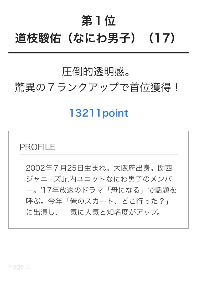 2019 ランキング ジャニーズ イケメン