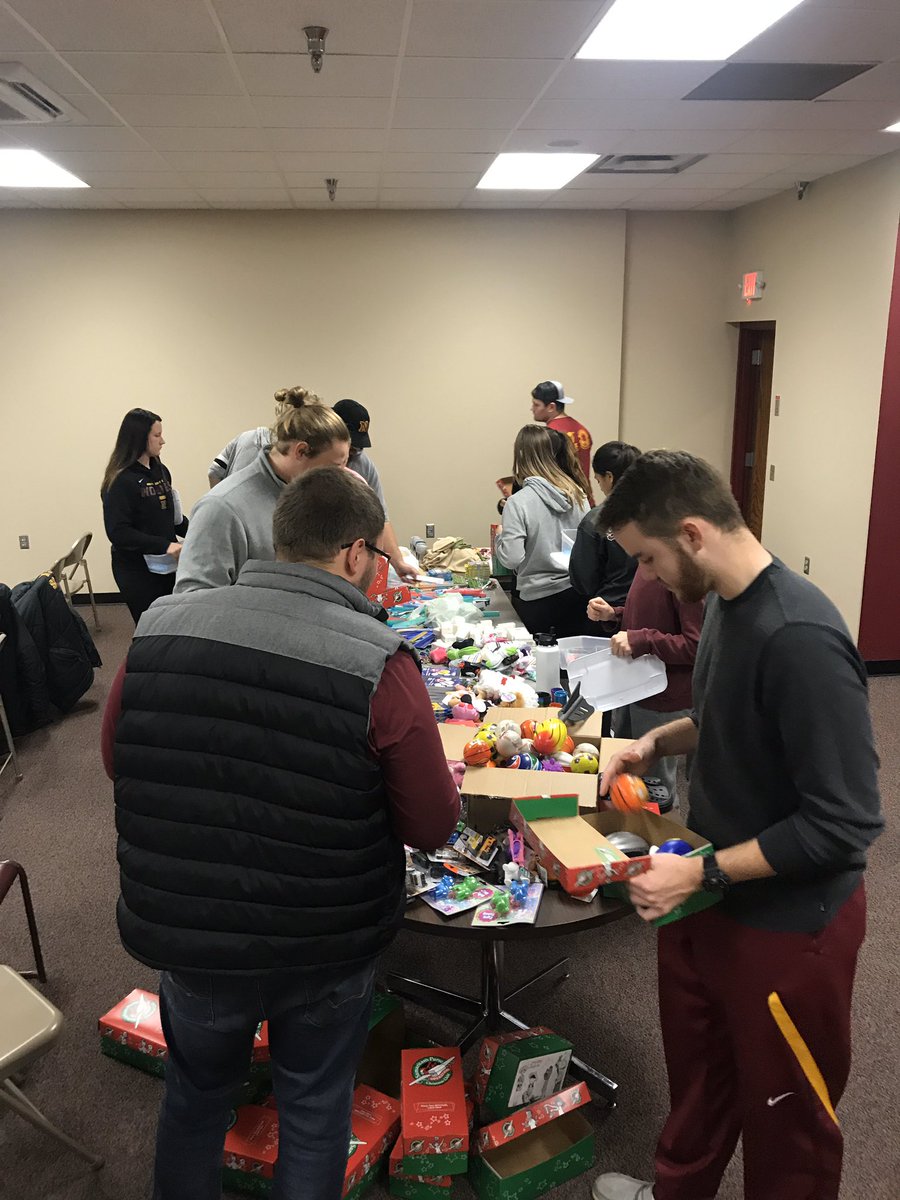 nsuwolves_saac's tweet photo. We filled 54 boxes tonight for Operation Christmas Child!! 🎁🌍

Make sure you’re at the BB games on Dec 7th to see these winners get pie’d in the face:
@nsu_president 
@moonjosh 
@CoachDFritz &amp; Crew
@hillary_rose11 
@DeanBerry1
Dr. Mitchell 

#PackGivesBack #GoWolves https://t.co/LMtENOOm1d