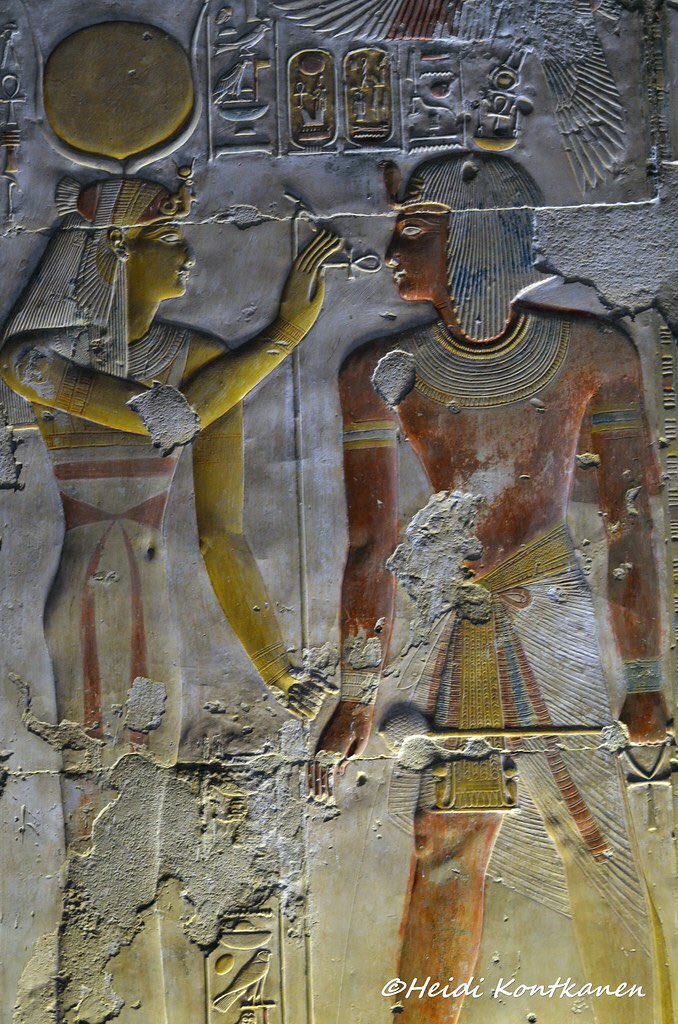 #79: Isis and Mary (Part 2)The crescent moon is connected to the female principle and the element of water. It is also linked to virginity and here we see Isis/Hathor along with Mary (who both had virgin births) are depicted with the crescent moon.