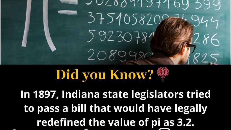 WikiTravelInfo's tweet photo. Did you know?💡

For More Amazing Facts Join Us on
Instagram:- @Wikitravelinfo
Facebook:- @Wikitravelinfo

#Math #Maths #Pie #Mathematics #Studies #Law #Indiana #Didyouknow? #Facts #Fact #Knowledge #WikiTravelinfo #Couple #Love #Health #Healthy #Travel #Trips #Tips #AEWDark #UKs https://t.co/naQ9IeSOH9
