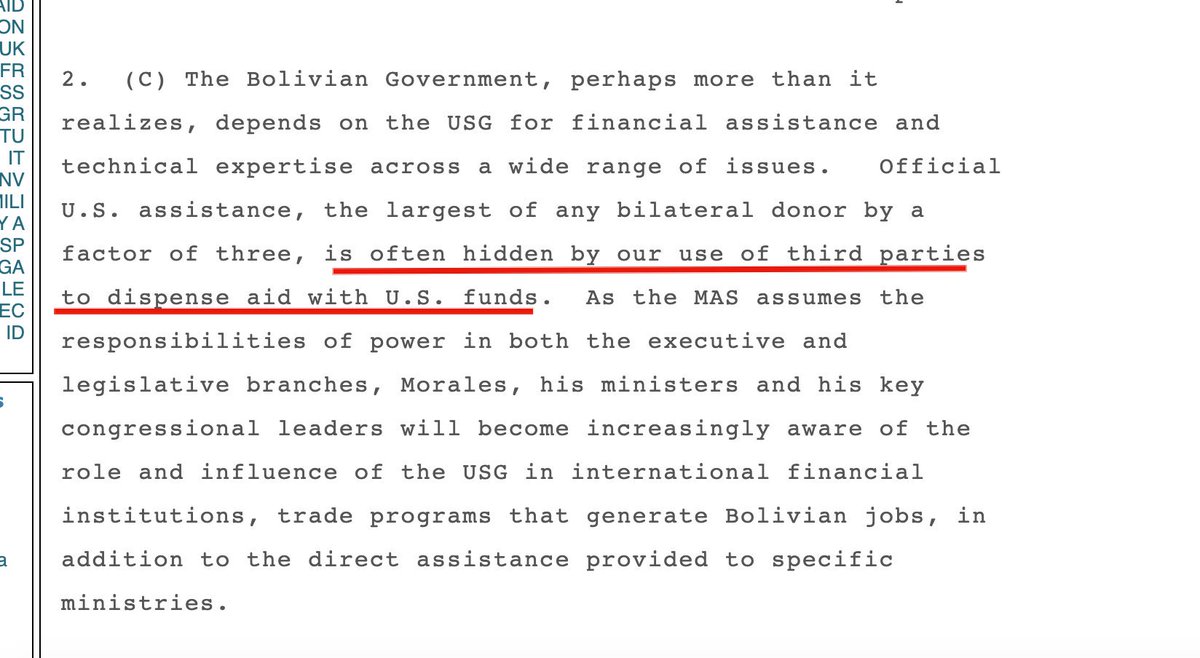 There is a cable where the state department sent a memo saying "this is coup money" https://wikileaks.com/plusd/cables/06LAPAZ93_a.html