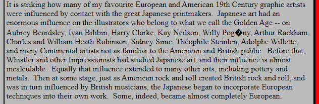 In fact, that previous block of text is just a small part of an entire tribute to Amano, written by his longtime patron Michael Moorcock. It's a great read and touches on the tremendous influence of Japanese art on the greats of the West and vice versa (I live for this stuff!)