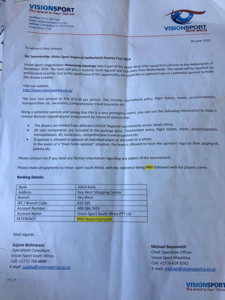 Mbambo7's tweet photo. Please assist this African Child that’s been nominated to play Hockey 🏒 in Netherlands 🇳🇱. Her parents doesn’t have money to pay for their daughter to go. @DBE_SA @MbalulaFikile @Boity @DJZinhle @RealBlackCoffee @akaworldwide https://t.co/t9kB284QrA