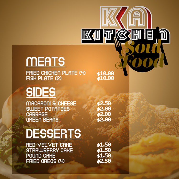 Nowwww y’all already know it goes down in KA Kitchen! Here’s a chance to get a taste of SOULLLLLL tomorrow in Walker Tower! Get your Chicken or Fish plate tomorrow for just $10, it also comes with 2 sides, dessert, and drink. 💃🏽😋