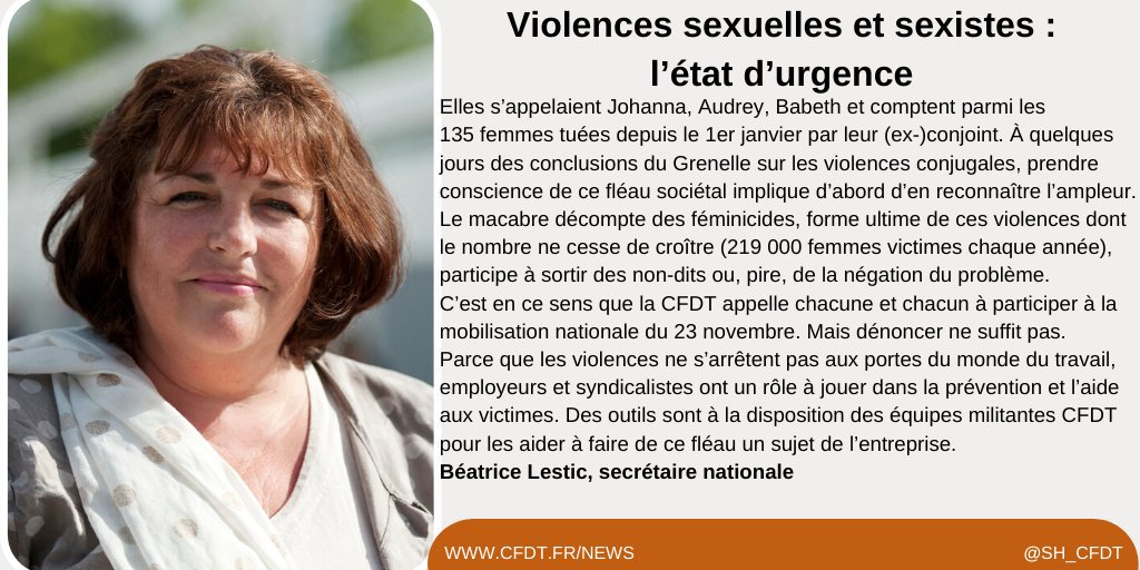 SH_CFDT's tweet image. #VSST "Les violences ne s’arrêtent pas aux portes du monde du travail : les syndicalistes ont un rôle à jouer dans la prévention et l’aide aux victimes."
Dans son édito de #SyndicalismeHebdo, @bealestic explique pourquoi la @CFDT participera à la marche #NousToutes.