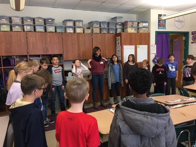 Mis Liz <a href="/CulturalTrust/">Pittsburgh Cultural Trust</a> will be helping us with our Tall Tales project and showed us ways to use our imagination! We are excited to be working with her!  #plumlearns @JKPlum1