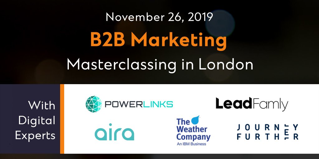 masterclassing's tweet photo. Join senior marketers from leading B2B brands for an interactive half-day conference designed to showcase the latest tools &amp; tech in digital marketing and meet our partners @PowerLinksAds @weathercompany @airadigital @JourneyFurther &amp; #leadfamly https://t.co/EieGe4iwJP https://t.co/SJYlItPRuB