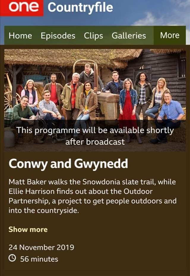 CalumMuskett's tweet image. Looking forward to catching up on @BBCCountryfile next week to see them visit the Outdoor Partnership @PAA_TOP team in Snowdonia. Will be great to see the great work they do shared with a wider audience!