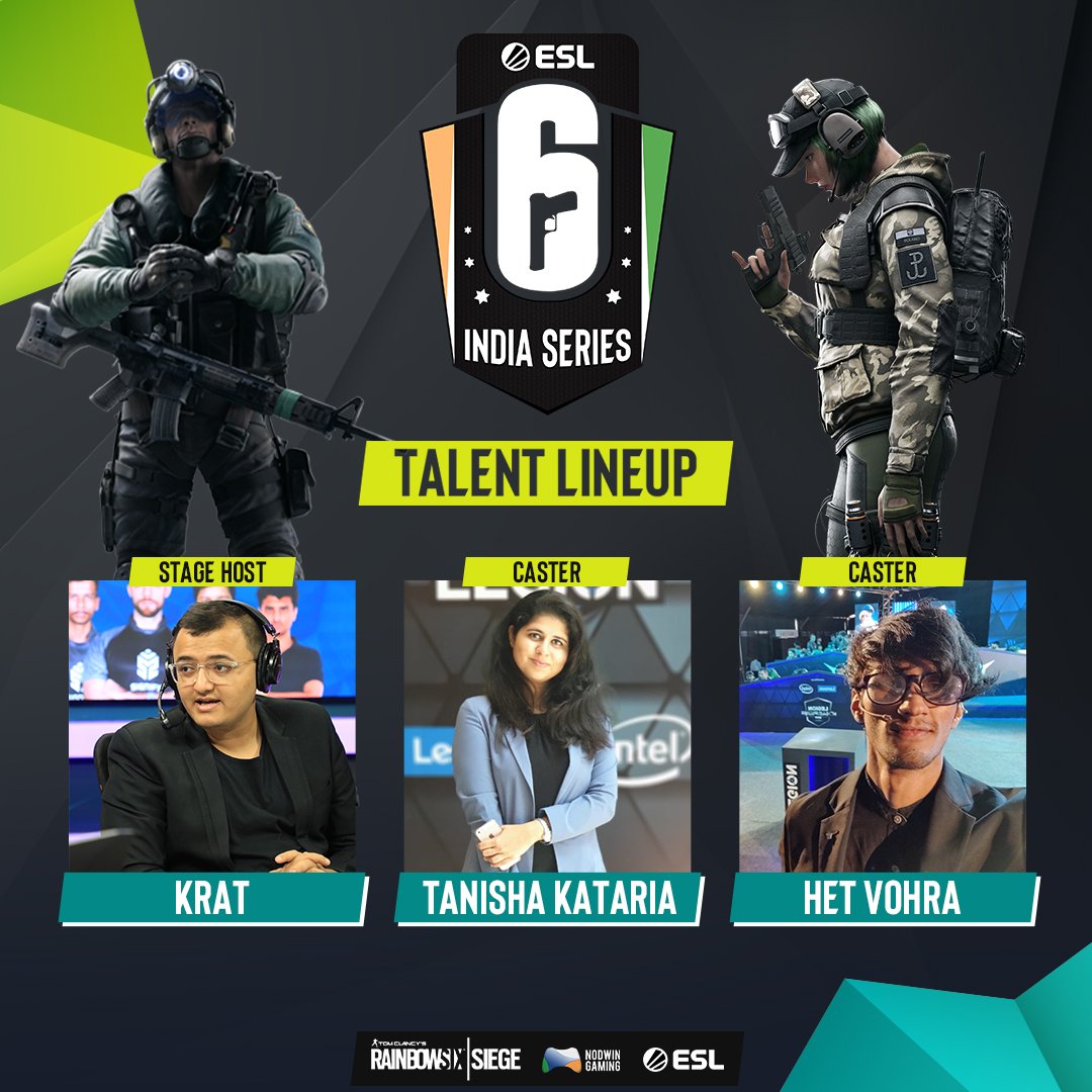 ESL_India's tweet photo. They are ready to make all the esports action even more exciting!
#ESL #ESLIndia #HP #Omen #HyperX #RedBull #Hotstar #FallSeason #ESLIndiaPremiership #FallSeason #LANFinale #Talent #Casters #Host #PlayBetterWithOmenByHP #NodwinGaming #R6Siege #R6SiegeIndia #RainbowSixSiege https://t.co/Vv8LU68vhQ