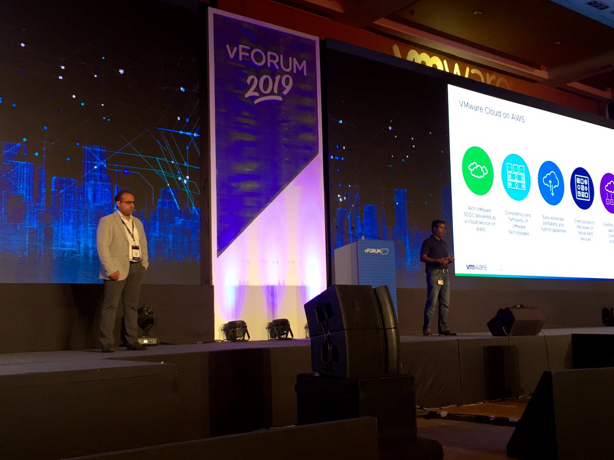 VMwareIN's tweet photo. Great learnings at #vForumIN! Murugan Enom, VMware Cloud on AWS Specialist SE, VMware India and Sonal Jain, Consulting Architect, VMware India share their expertise on workload migration and deep dives into uses cases of VMware Cloud on AWS @vmwarecloudaws #vForumIN https://t.co/2NqiWDmWMi