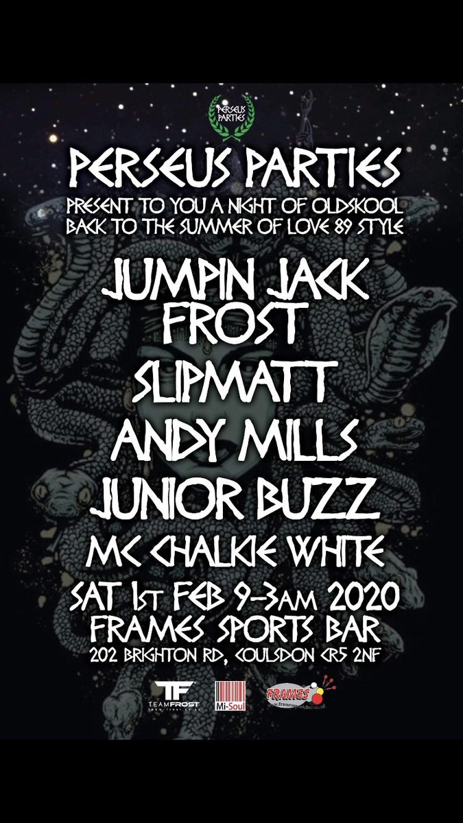 A limited number of Early Bird tickets are on sale for this Event to be held <a href="/FramesAcademy/">Frames Academy</a> deftickets.co.uk/events/perseus… .. shoobs.com/events/47062/p… #coulsdon #banstead #sutton #croydon #redhill #crawley <a href="/djjjfrost/">Jumpin Jack Frost</a>