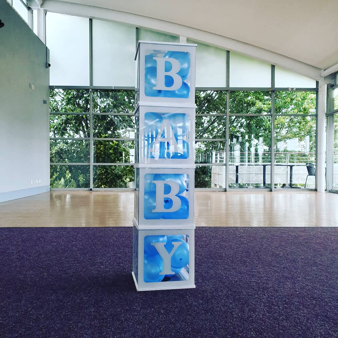 EventCameron's tweet image. Blue baby blocks hired for a baby shower in uxbridge in August