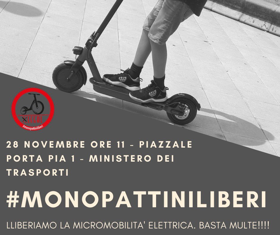 A Parigi, Berlino, Barcellona si può circolare in monopattino. Da noi, per un assurdo Decreto, multe e sequestri da Bari a Torino. Il 28 saremo davanti al <a href="/mitgov/">MIT</a> per dire basta multe a chi non inquina!
<a href="/Legambiente/">Legambiente</a>