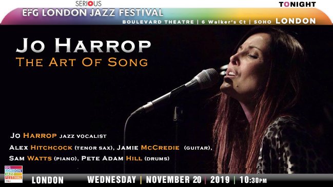 jazzsharing's tweet photo. 27th EFG @LondonJazzFest 2019 #London
JO HARROP & British Standard Time
* @joharropjazz jazz vocalist
→https://t.co/WrsY6T6QKh
W/@abhitchcock @JamieMccredie
#PeteAdamHill #SamWatts
> @BoulevardSoho TONIGHT 10:30pm
→https://t.co/oN60Gj3bp0
>https://t.co/GHIISSWsl0 https://t.co/pwJrhyooIR