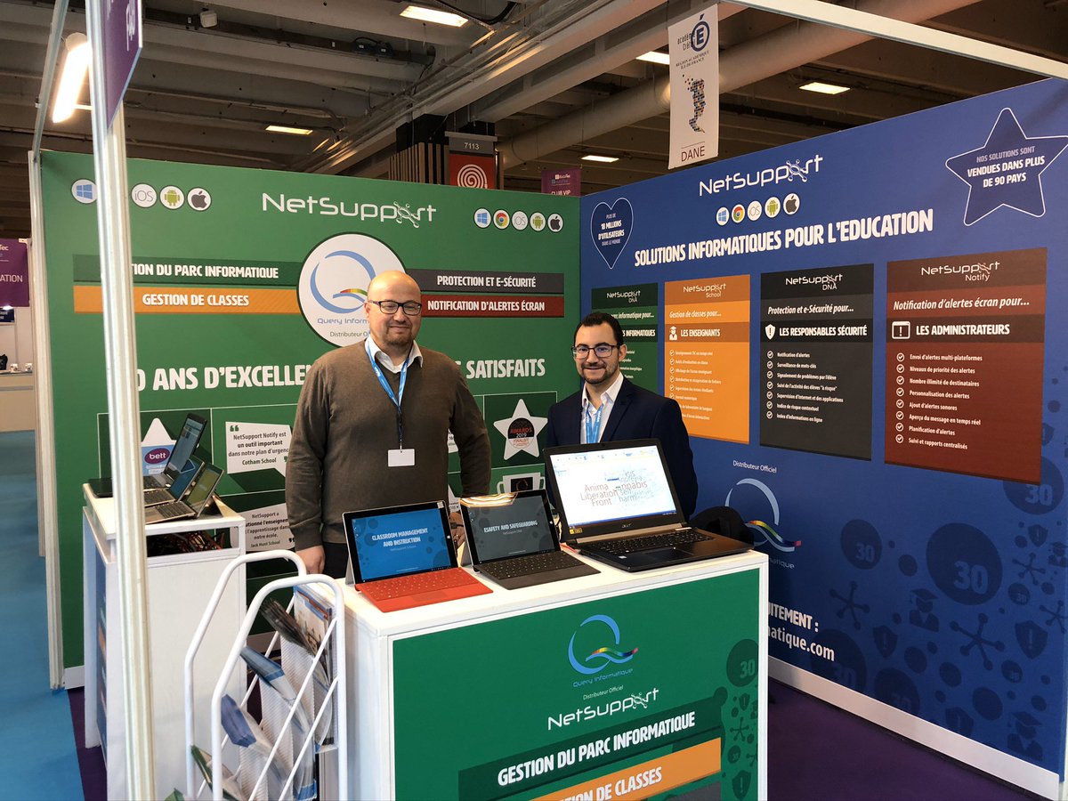 NetSupport_Matt's tweet photo. Come and see our Premier partner @QueryInformatiq at EducatecTice in Paris today (stand F40) to talk about #classroommanagement #edtech #esafety #NetSupportSchool #NetSupportDNA #NetSupportNotify https://t.co/Wzu3rQ7FKk