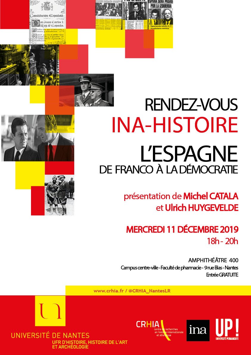 📅1er RDV Ina.fr - #histoire 2019-2020 sur le thème : 'L'Espagne, de Franco à la démocratie', le 11/12, à 18h, avec @CatalaMichel, professeur d'histoire contemporaine à @UnivNantes  - @CRHIA_NantesLR. Plus d'infos : bit.ly/33Q3bQL