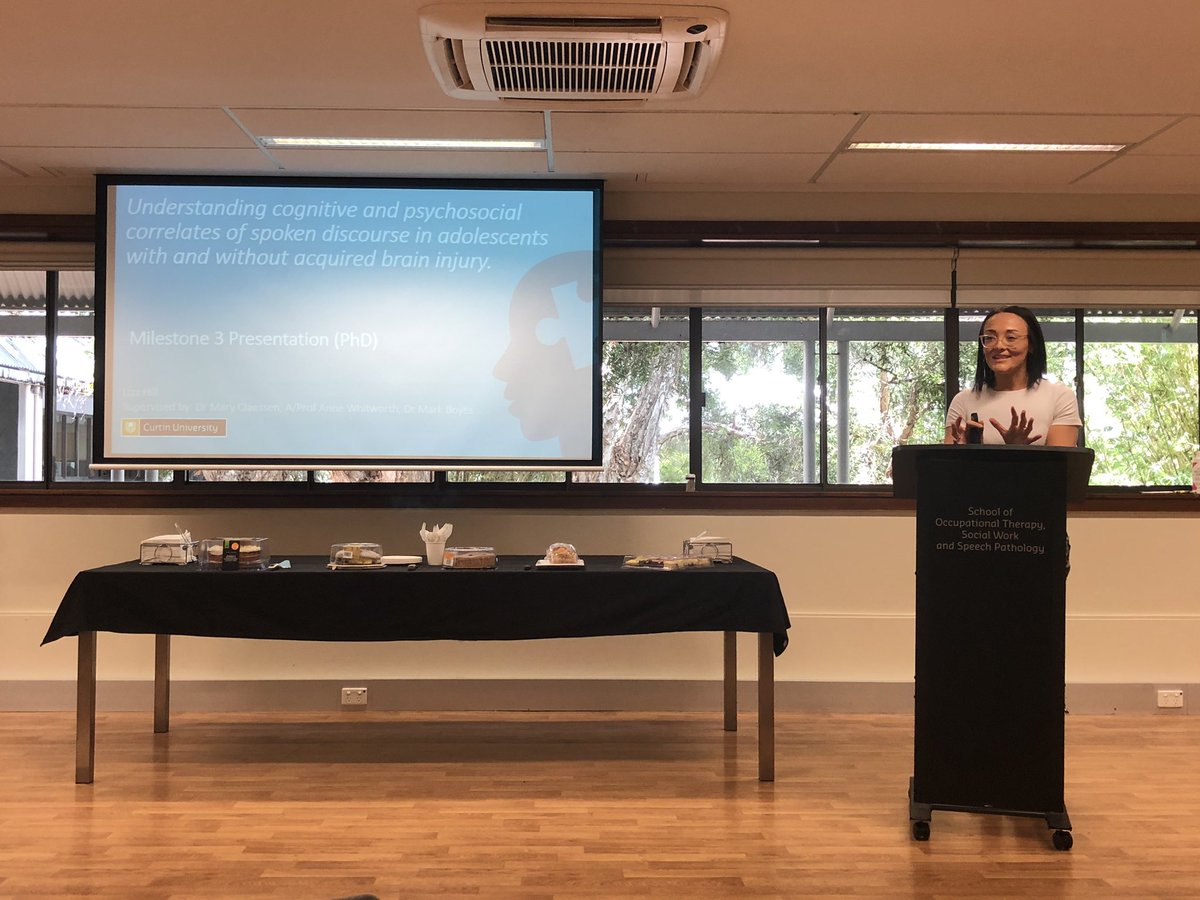 This soon to be Dr smashed her third milestone presentation today! Watch out for <a href="/LizzHillSP/">Lizz Hill</a> and supervisors <a href="/SpeechMary/">Mary Claessen</a>, <a href="/AnneWhitworth1/">Anne Whitworth</a> and <a href="/me_boyo/">Mark Boyes</a> for their work on adolescent discourse! #acquiredbraininjury #informingpractice #discourse