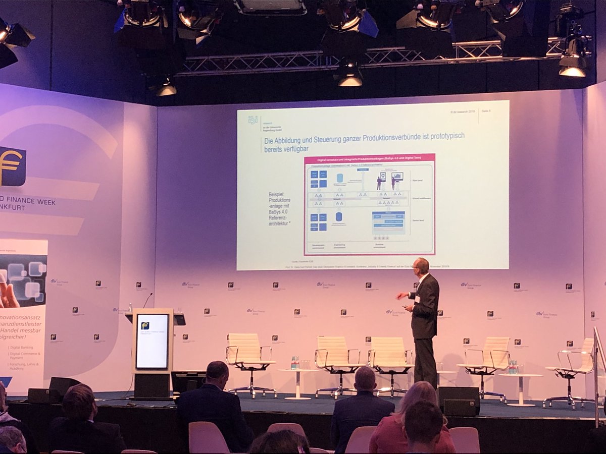 der_ochs's tweet photo. Heute auf der @eurofinanceweek, Thema ist Industrie 4.0 meets Finance. In der Keynote von Prof. Penzel geht es um die Verknüpfung des Shopfloors mit Finanzdienstleistungen. Welche neuen Anforderungen an Banken kommen aus der Produktion, was sind die  Geschäftsmodelle? #efweek19 https://t.co/W75nIZWhnW