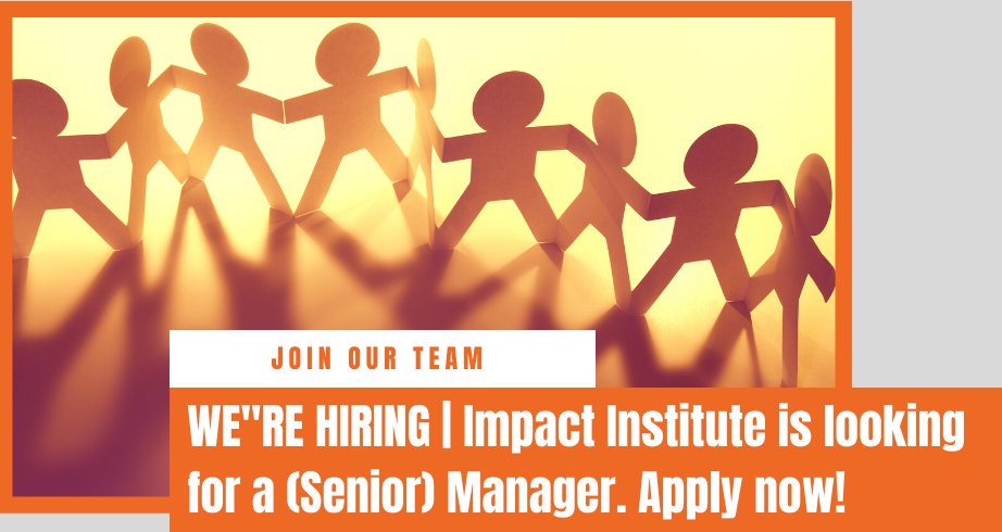 Are you an experienced Manager and eager to have impact?💥 Do you want to help make the world fairer, more inclusive and sustainable?🌍

We are looking for a Manager! Learn more about this role 👉 impactinstitute.com/jobs/manager/

#vacancy #manager #careerswithpurpose #sustainability