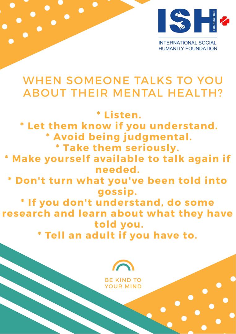 IshFoundation_'s tweet photo. When someone talks to you about their mental health
#NoPerfectMind #BreakTheSilence #ISHFoundation
#EndStigma #MentalHealthMatters #MentalHealthAwareness
#MentalHealthNigeria
#MentalHealthAwarenessCampaign2019
#depression
#breakthestigmaofmentalillness #shareyourstory
ππΏ https://t.co/QUo3MimOw9