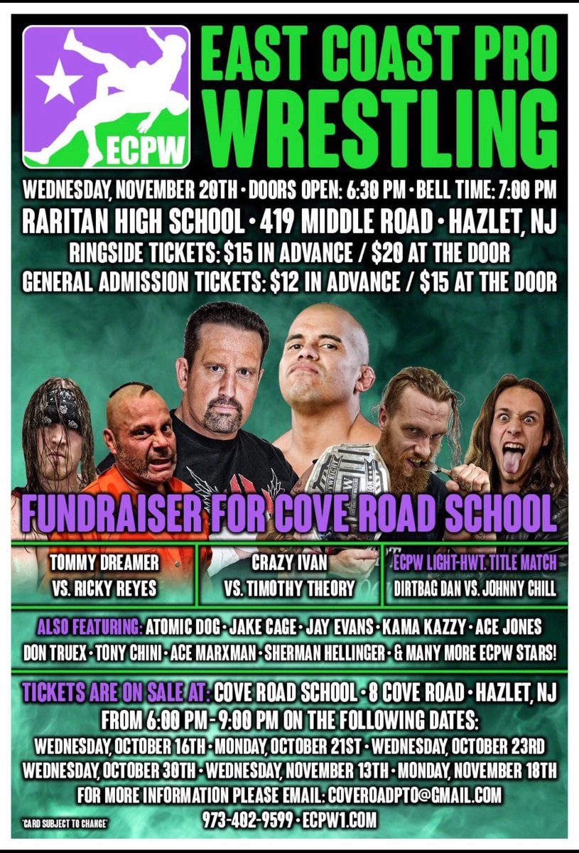 Come out tonight to the wrestling event.  Tickets will be available at the door.