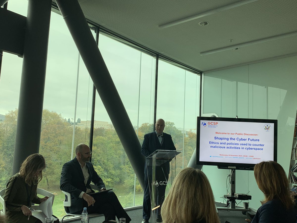 MicaelaNeumann_'s tweet photo. Attending the #GCSPDiscussion on Shaping the Cyber Future: Ethics and policies used to counter malicious activities in cyberspace #DigitalForGood https://t.co/OAAf08Nbmy